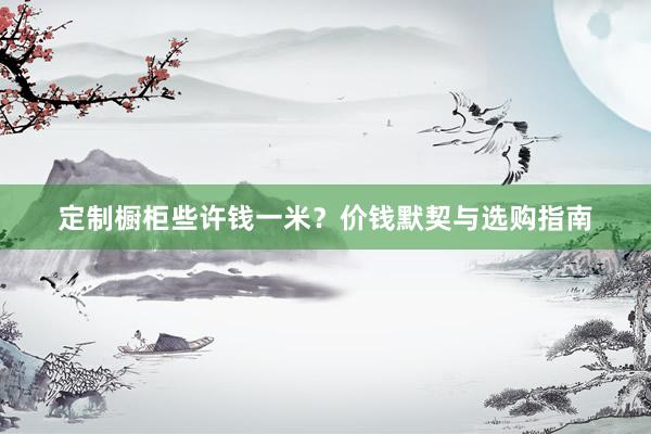 定制橱柜些许钱一米？价钱默契与选购指南